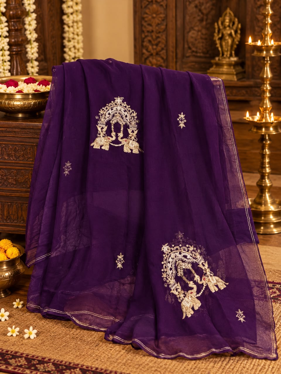 Embroidered Chiffon Saree